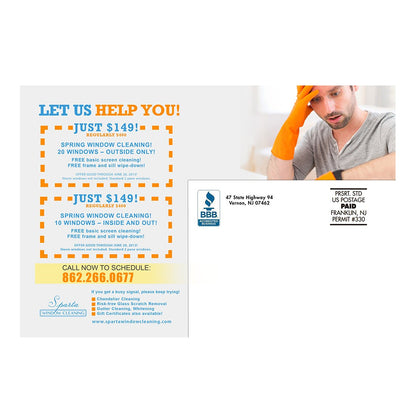 It's Time To Clean Your Windows Design Suite - Small Postcard - Back View