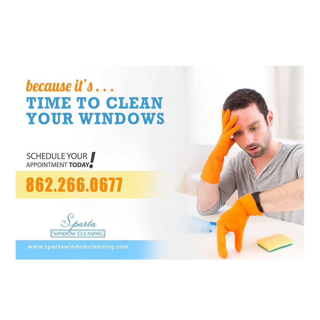 It's Time To Clean Your Windows Design Suite - Small Postcard - Front View