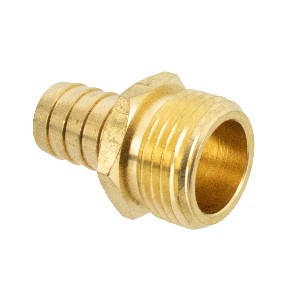 Pulex Brass Fitting - 1/2 Inch NPT-M X 3/4 Inch GH Male - Oblique Bottom View