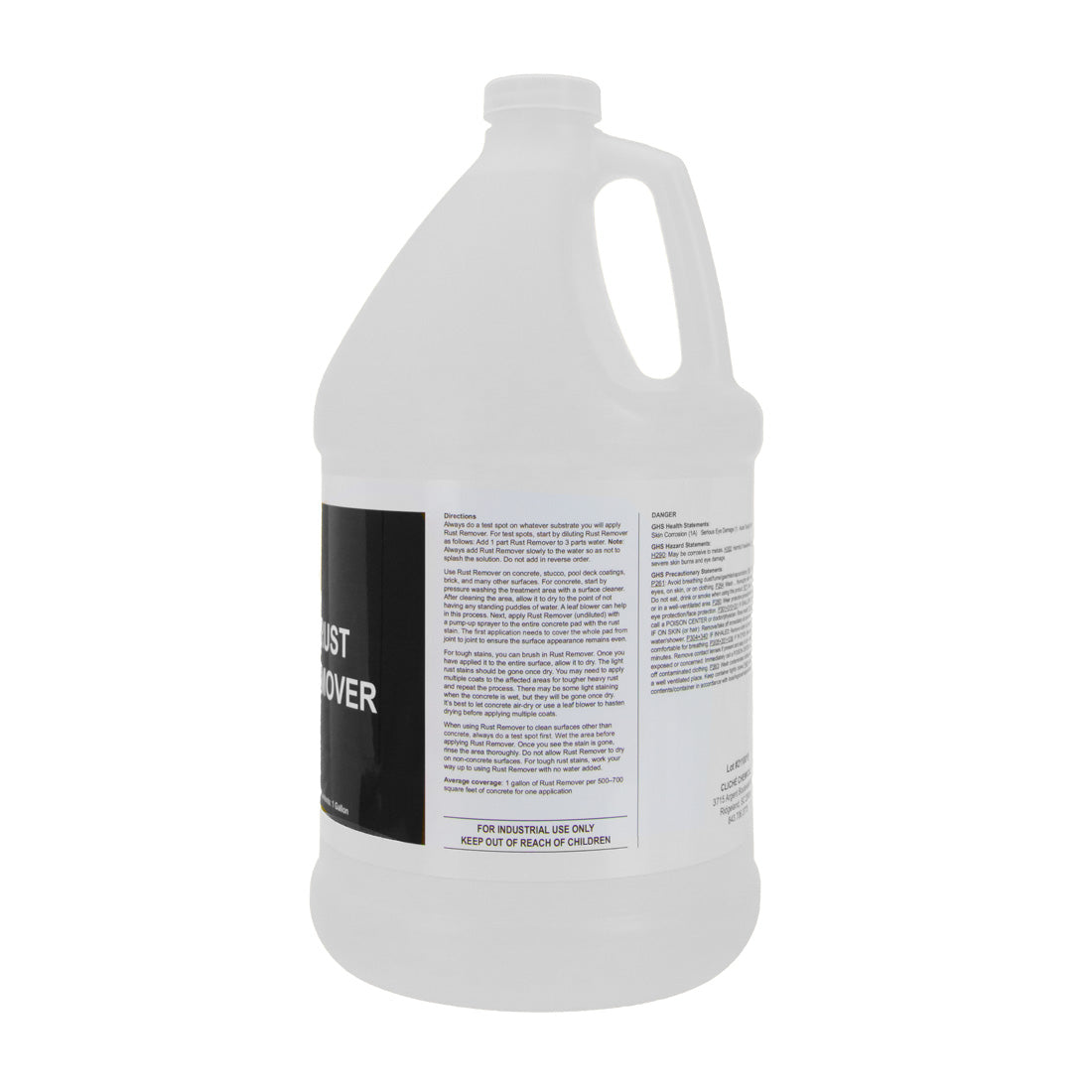 Cliche Chemicals Rust Remover - Gallon Right Side Direction Decal View