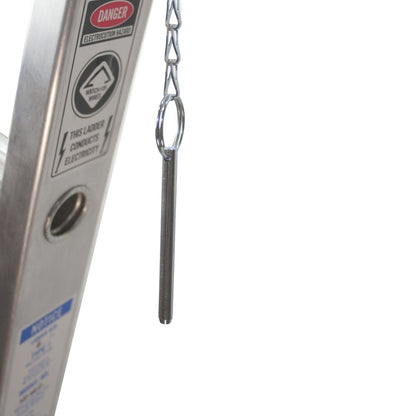 Metallic Ladder Locking Pins - Attached to Ladder Pin Close-Up View