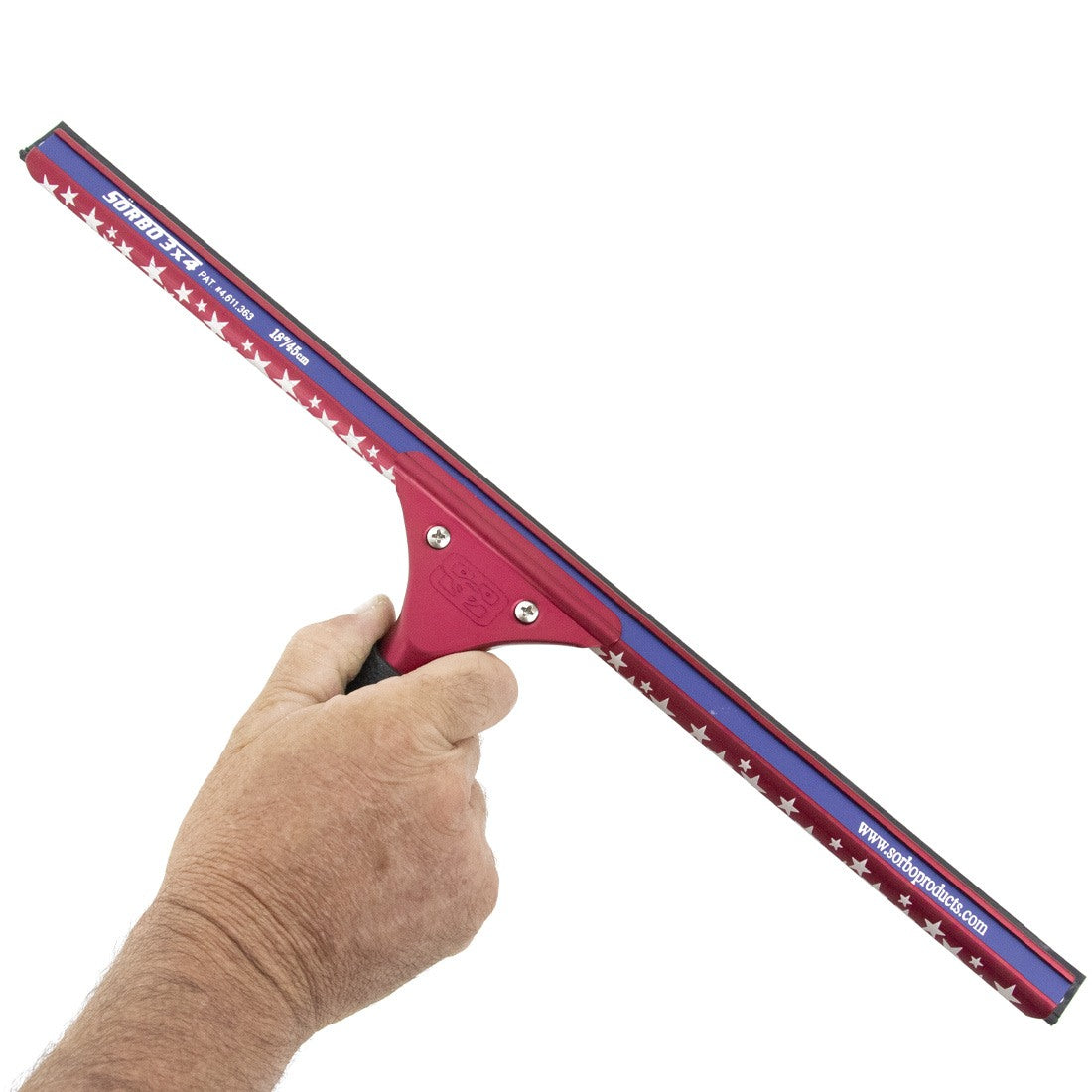 Sörbo Complete Red White and Blue Squeegee - In Hand View