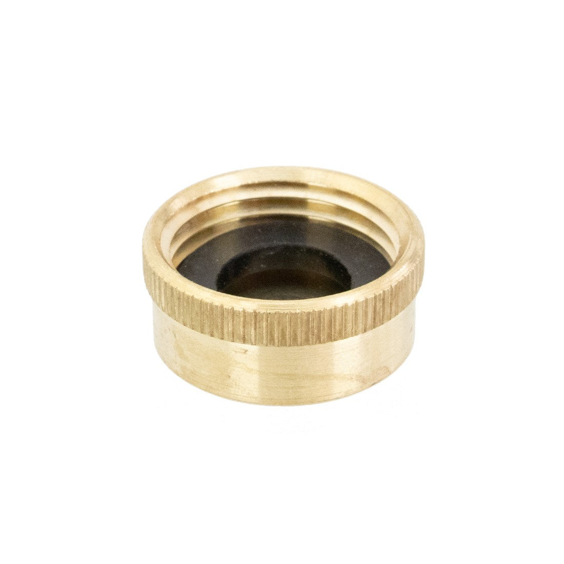 Garden Hose Cap with Washer - Brass - Angled Front View