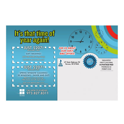 Time To Clean Small Postcard Back Design