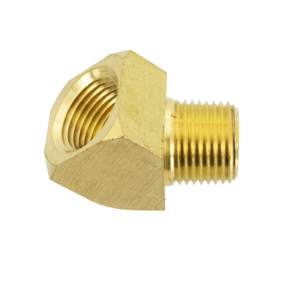 Pulex Fitting - 1/2 Inch NPT x 45° Street Elbow Brass - Oblique Side View