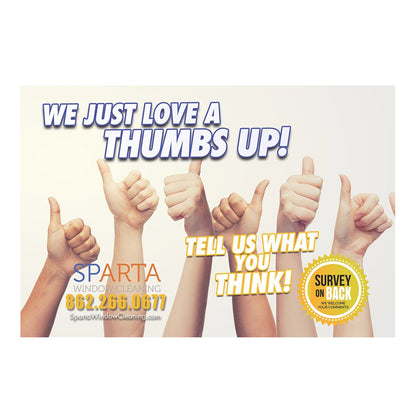 We Love A Thumbs Up Small Survey Postcard Front Design