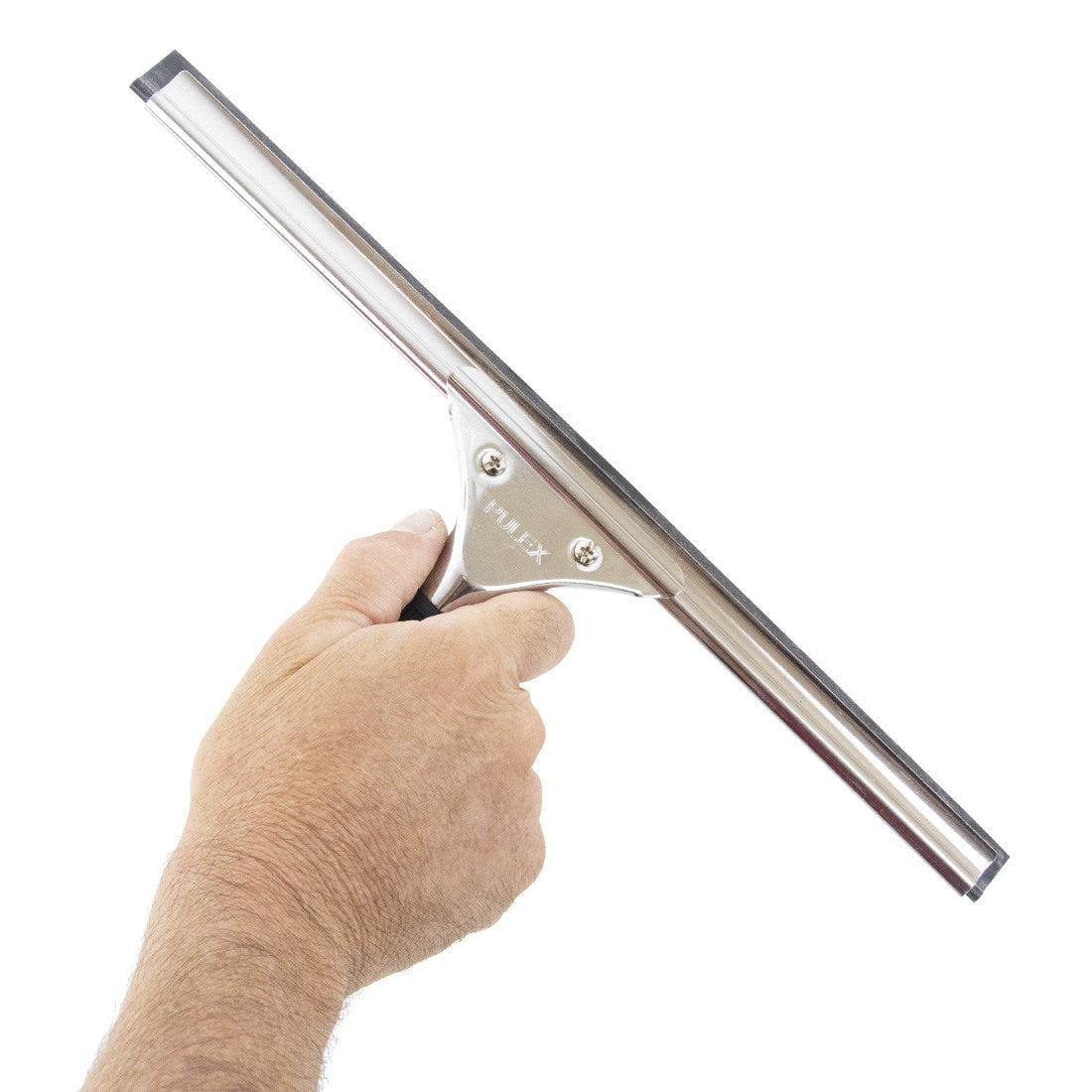 Pulex Complete Stainless Steel with Rubber Grip Squeegee In Hand View