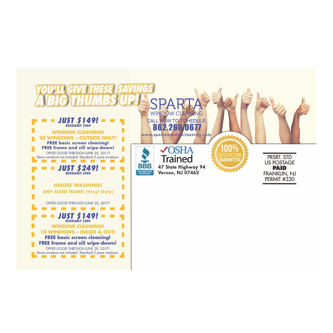 We Love A Thumbs Up Small Postcard Back Design