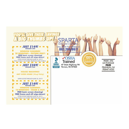 We Love A Thumbs Up Small Postcard Back Design