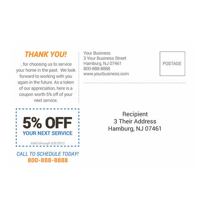 Deck Cleaning Thank You Design Suite - Postcard Small - Back View