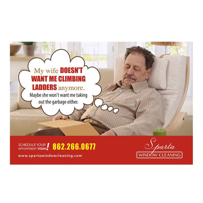 Stay Off The Ladder Small Postcard Front Design