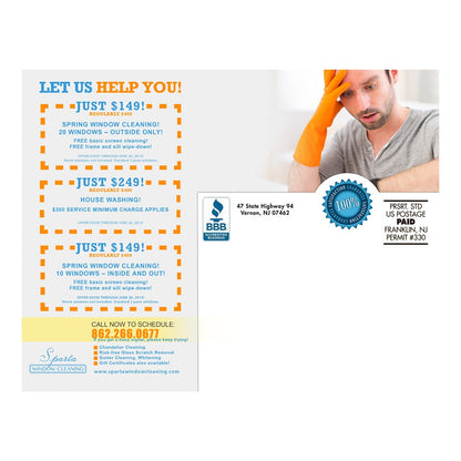 It's Time To Clean Your Windows Design Suite - Large Postcard - Back View