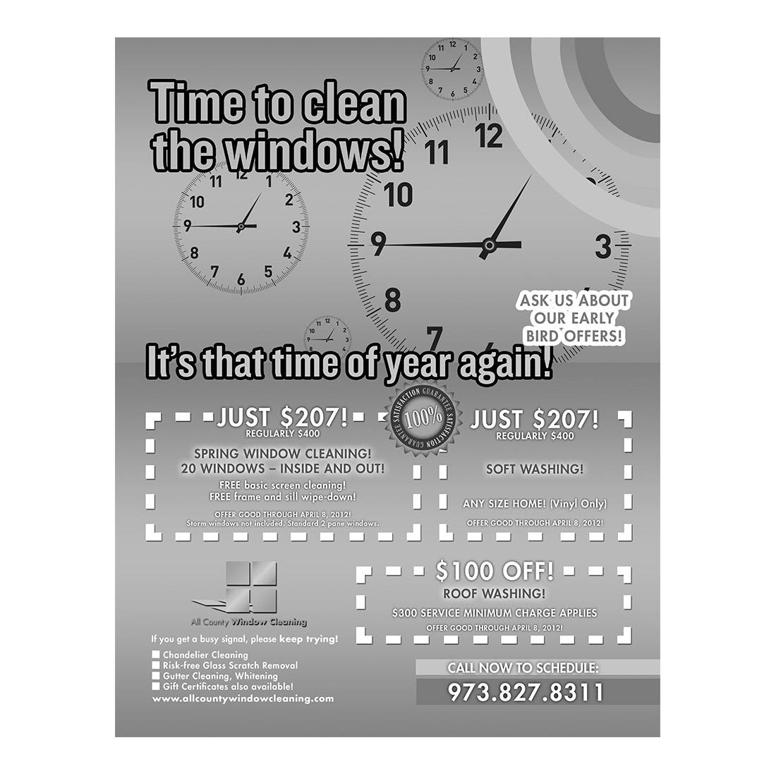Time To Clean Black And White Flier