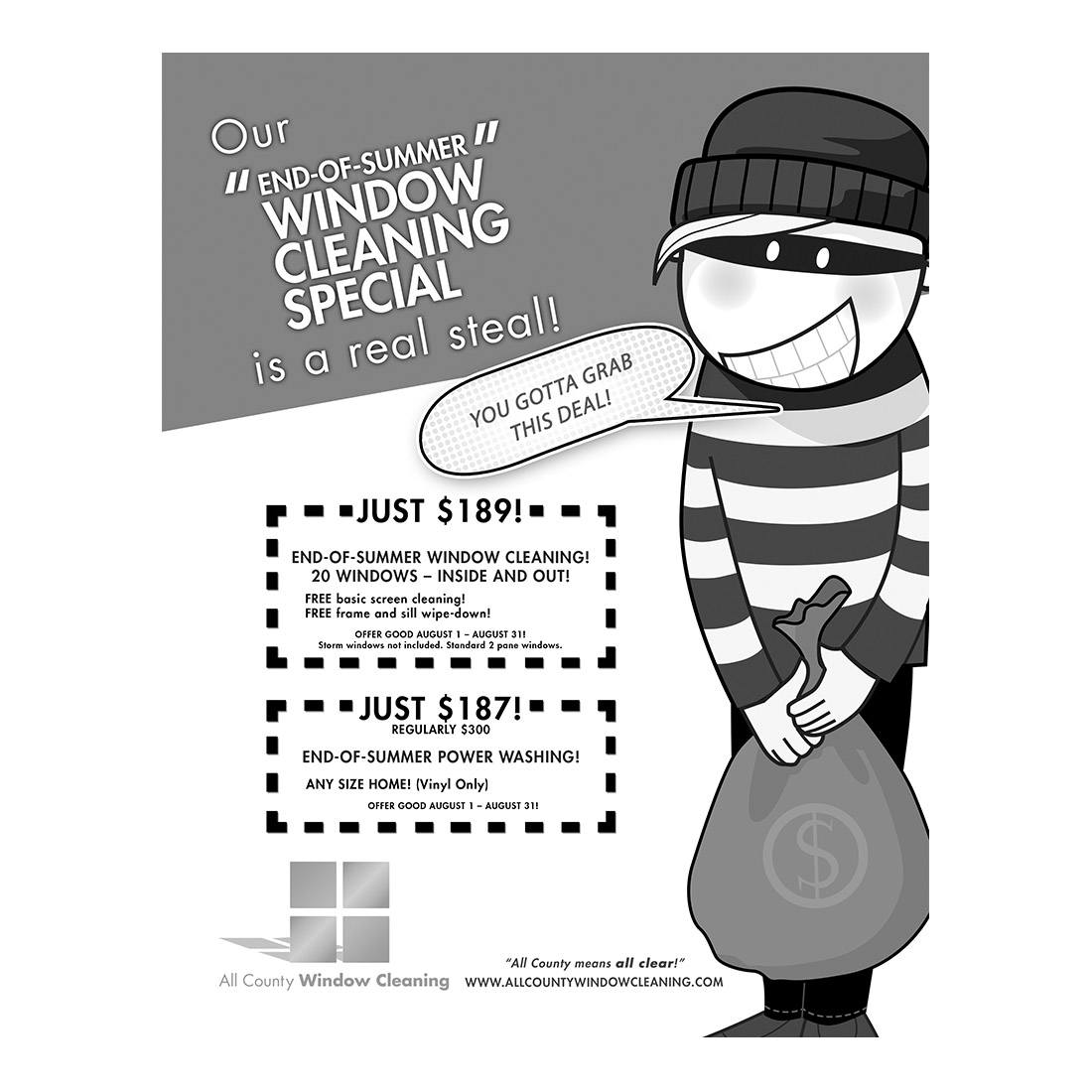 What A Steal Design Suite - Black and White Flyer - Front View