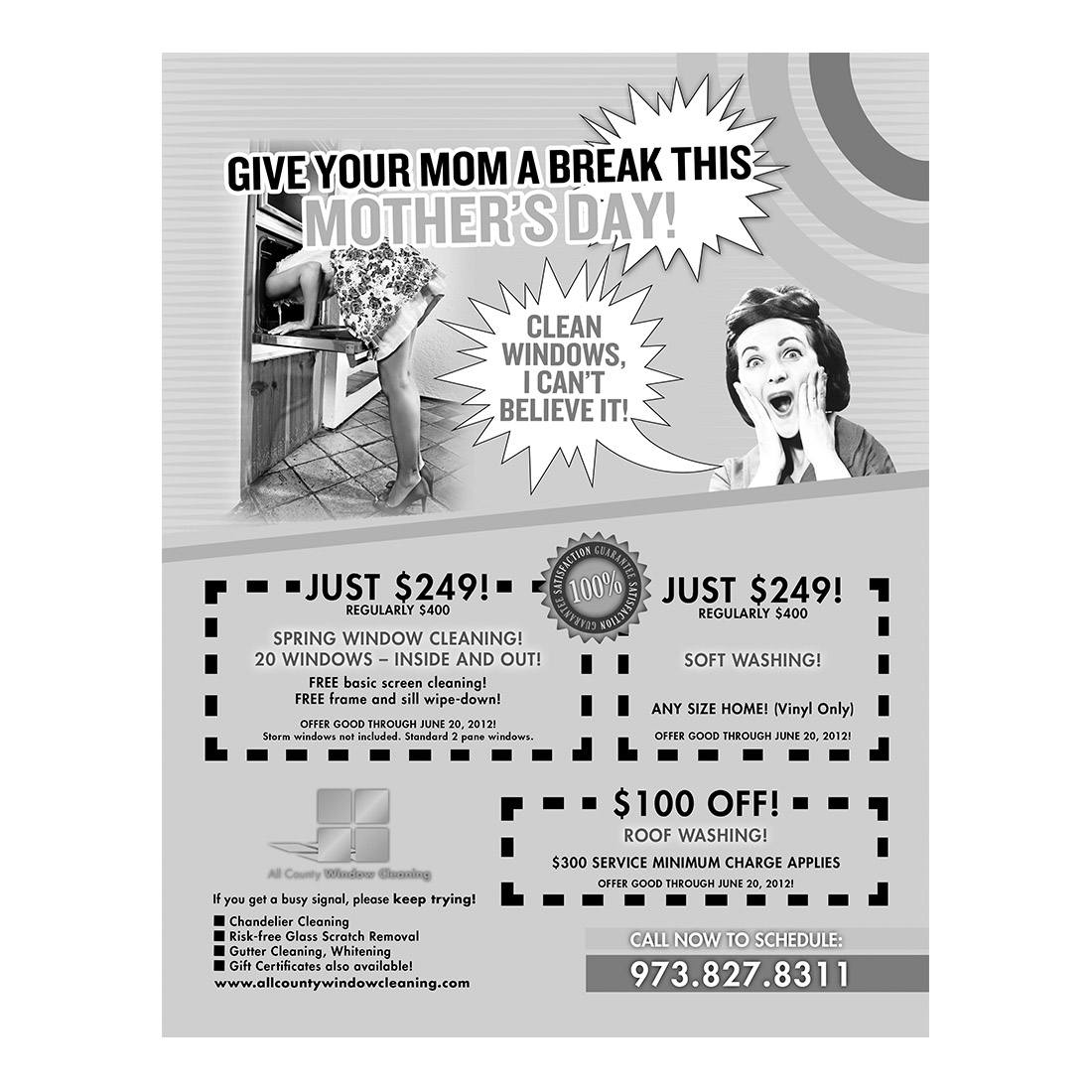 Give Mom A Break Black And White Flier