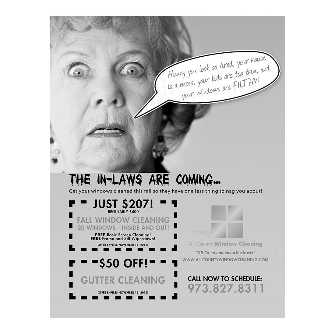 The In-Laws Are Coming Black And White Flier