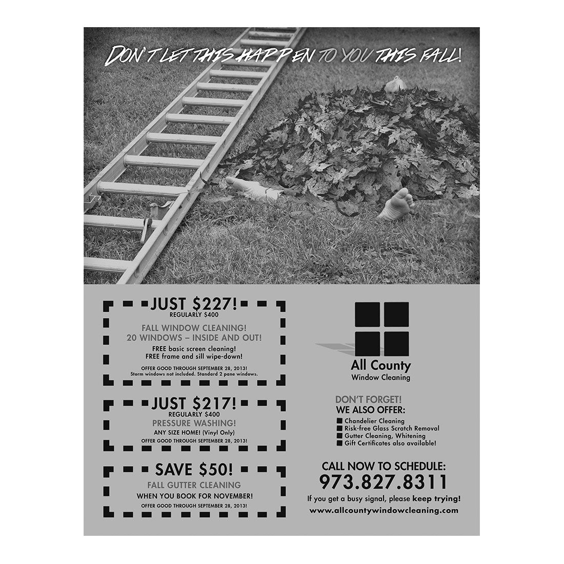 Let Us Handle The Gutters Black And White Flier