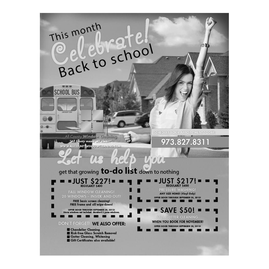 Celebrate Back To School Design Suite - Black and White Flyer - Front View