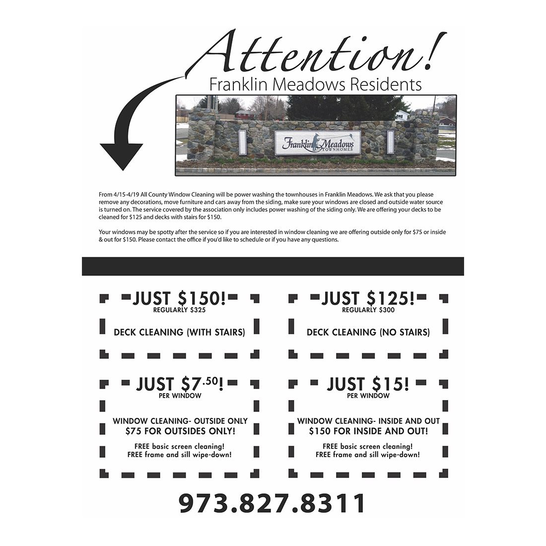 Attention Residents - Flier Front View