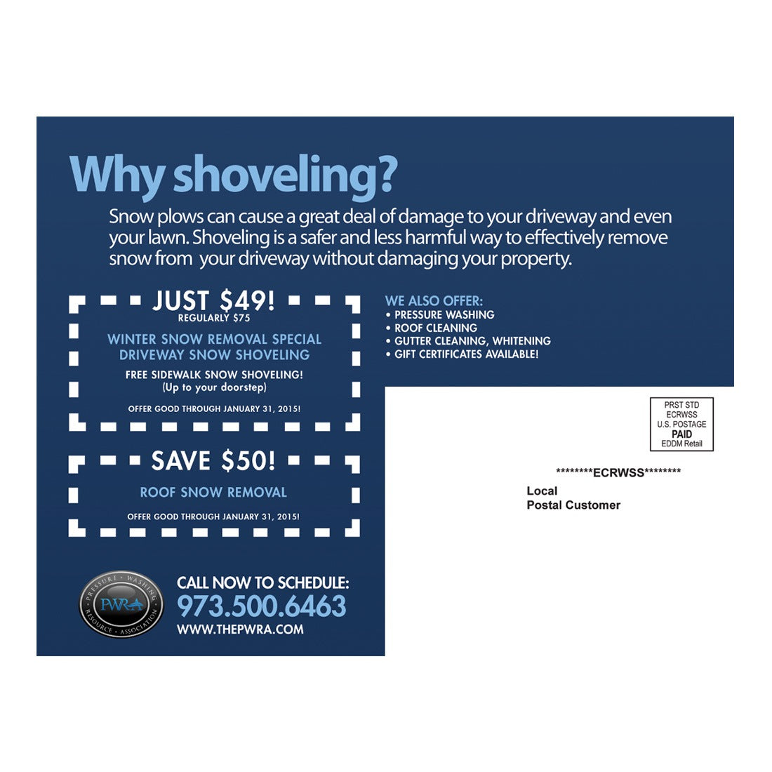 Nobody Likes Shoveling Design Suite - Large Postcard - Back View