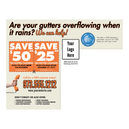 Dirty Clogged Gutters Large Postcard Back Design