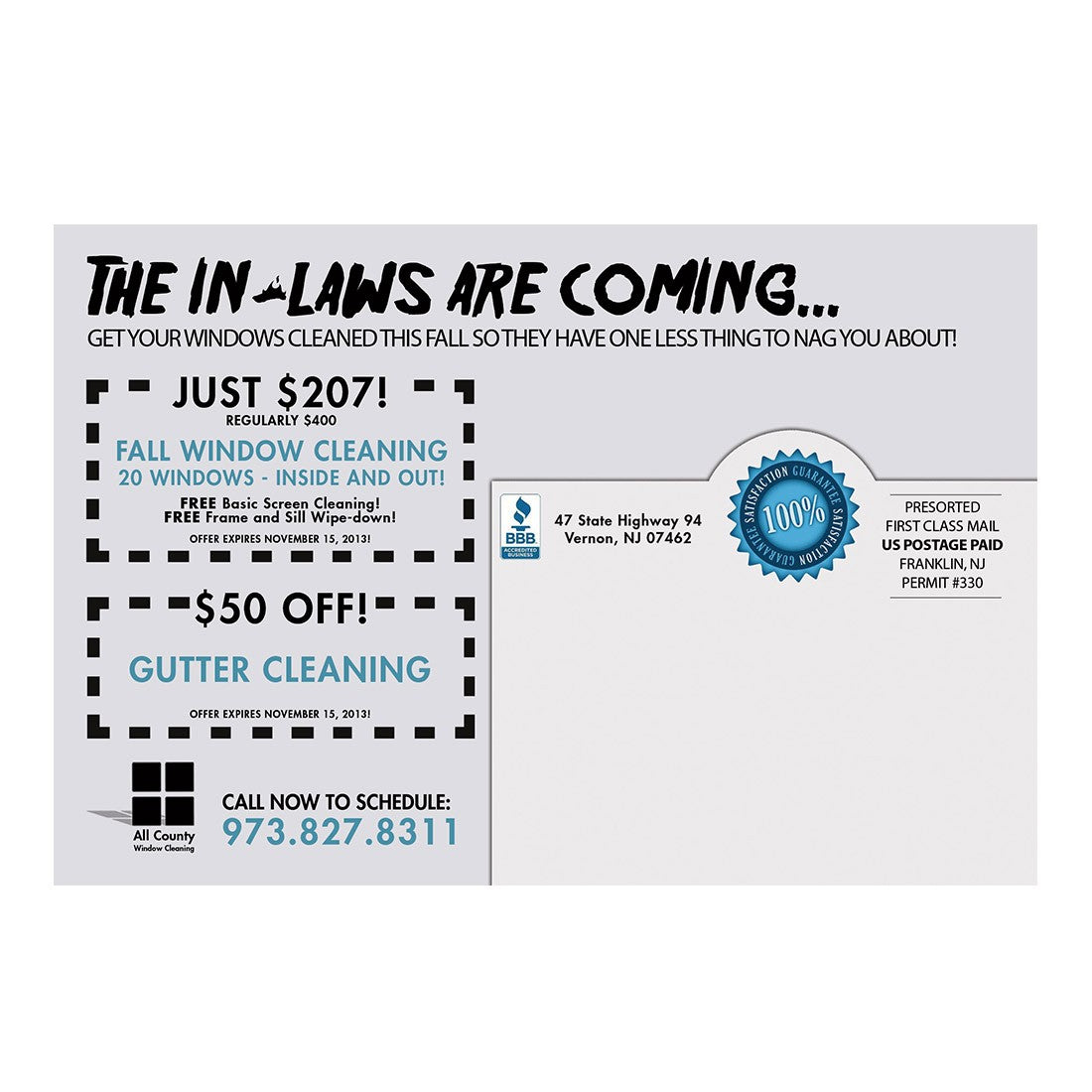 The In-Laws Are Coming Large Postcard Back Design