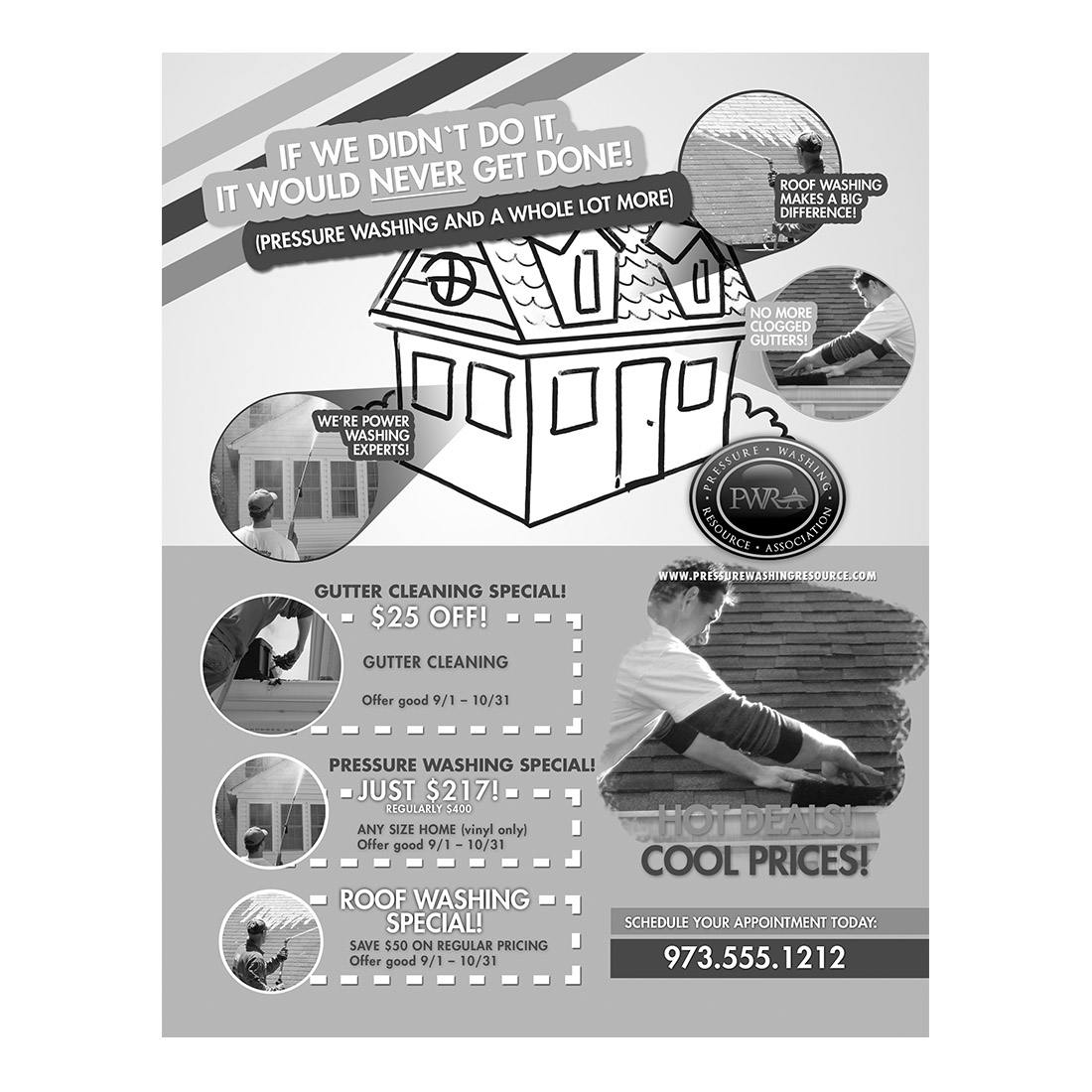 We Do It All Design Suite - Flyer Black and White - Front View