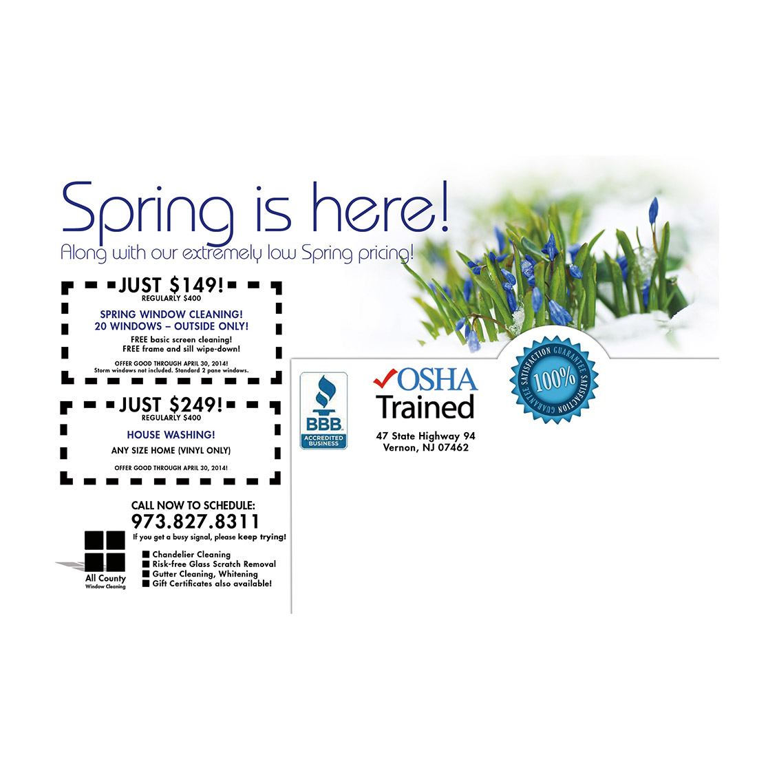 Hello Spring Small Postcard Back Design