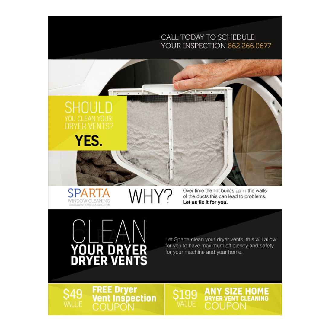 Why Clean Your Dryer Vents Design Suite - Large Postcard - Front View