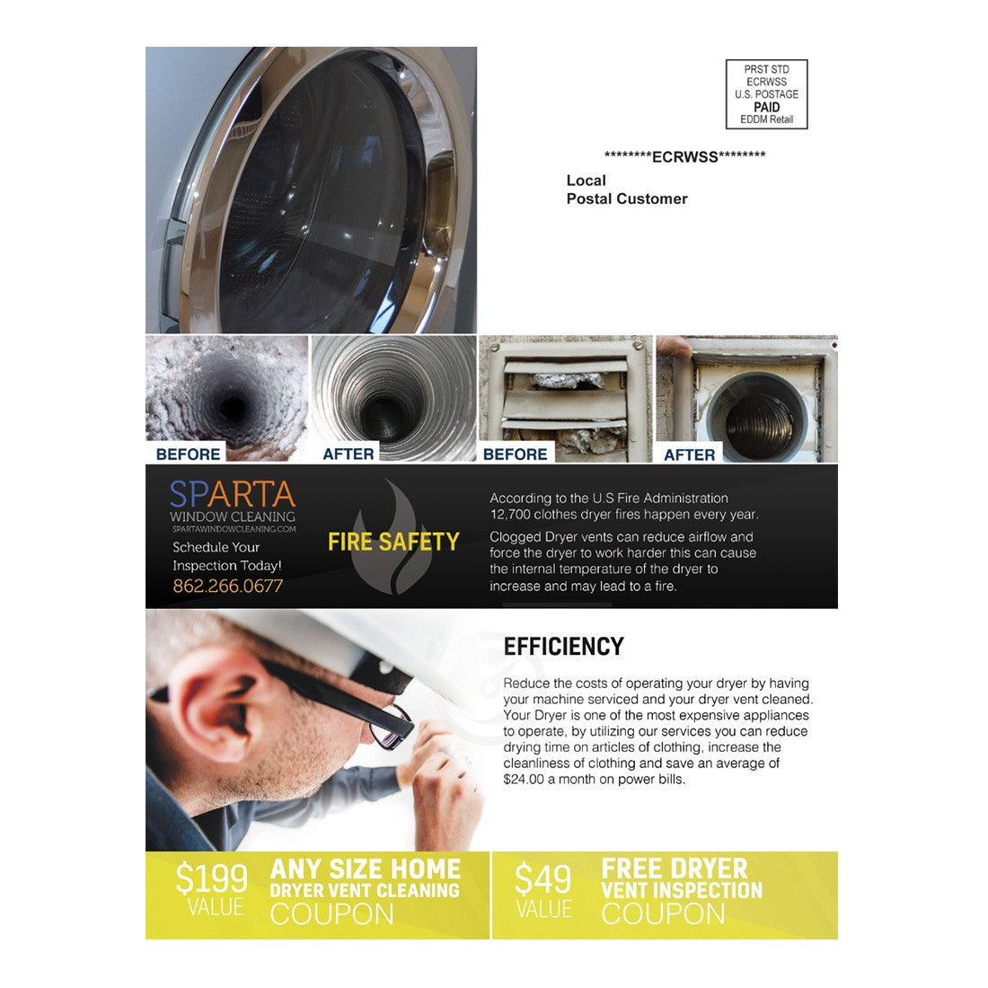 Why Clean Your Dryer Vents Design Suite - Large Postcard - Back View