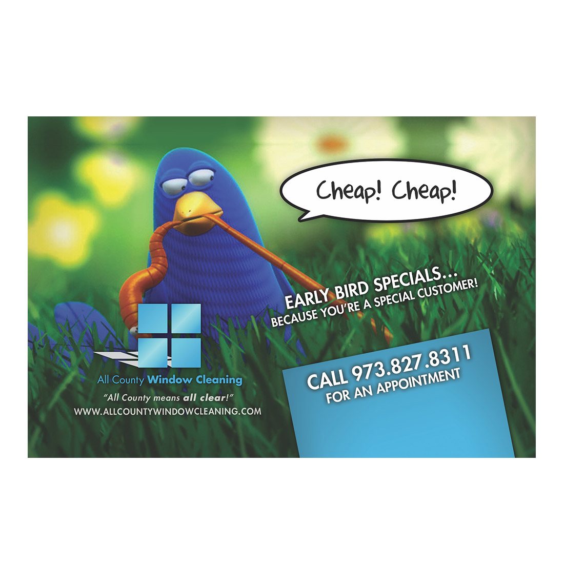 Early Bird Specials Design Suite - Small Postcard - Front View