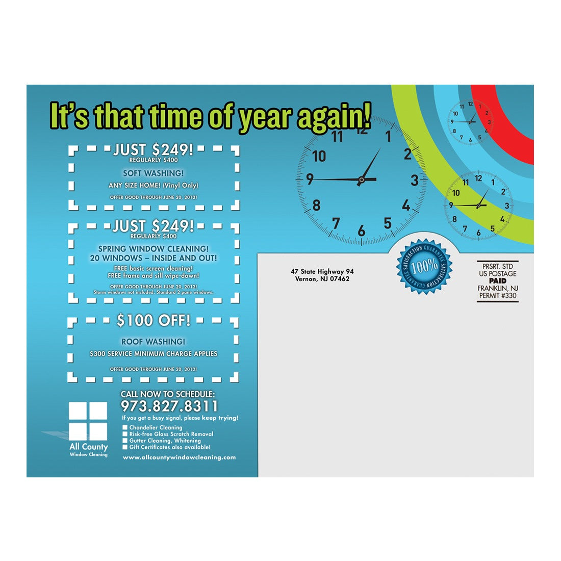 Time To Clean Large Postcard Back Design