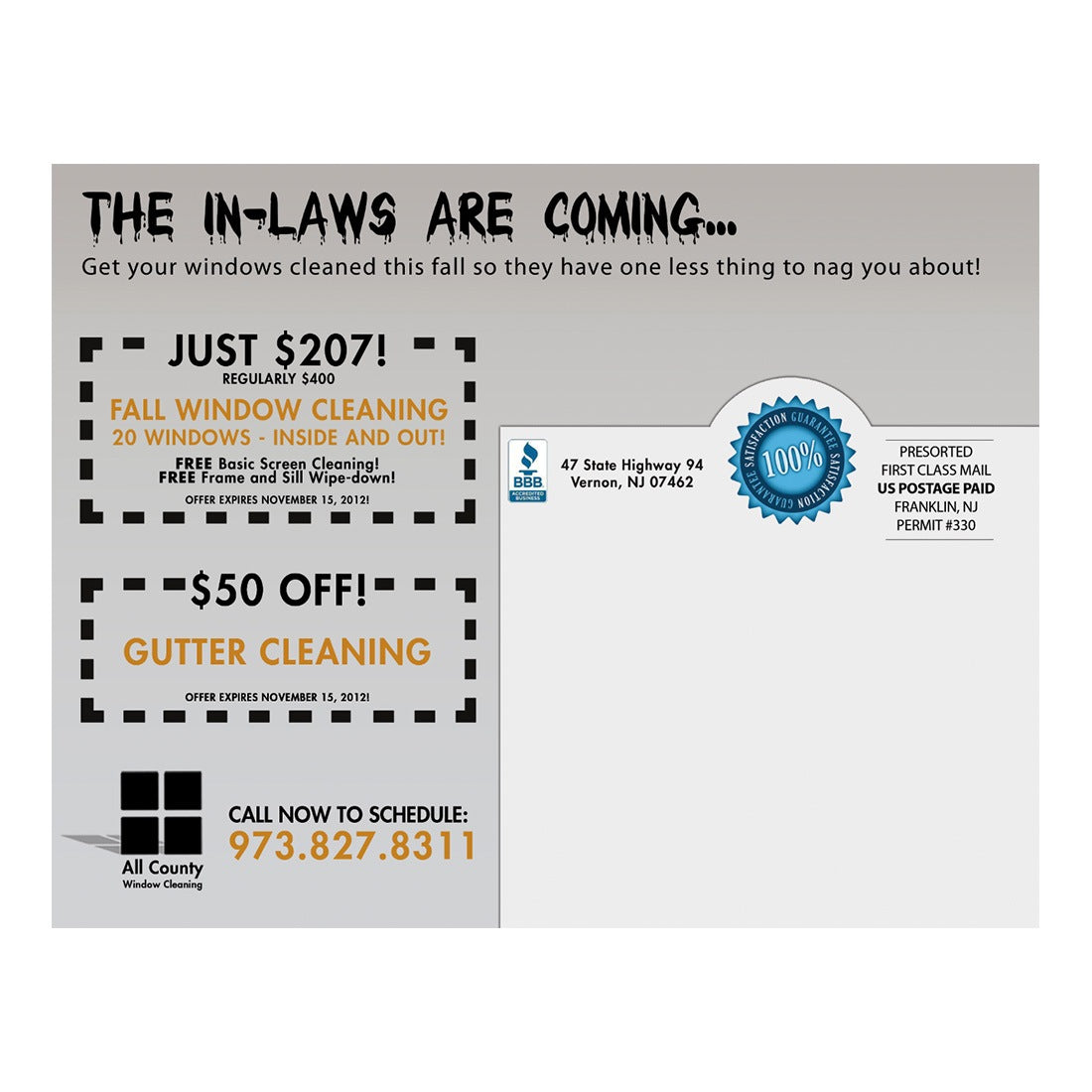 The In-Laws Are Coming Large Postcard Back Design