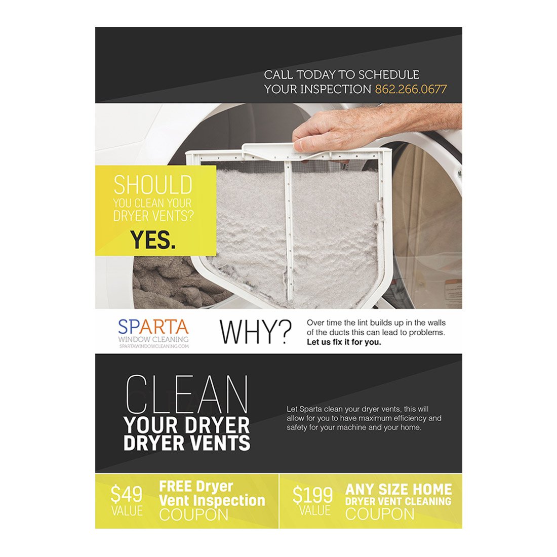 Why Clean Your Dryer Vents Design Suite - Medium Postcard - Front View