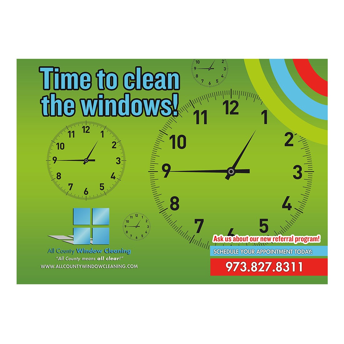 Time To Clean Medium Postcard Front Design