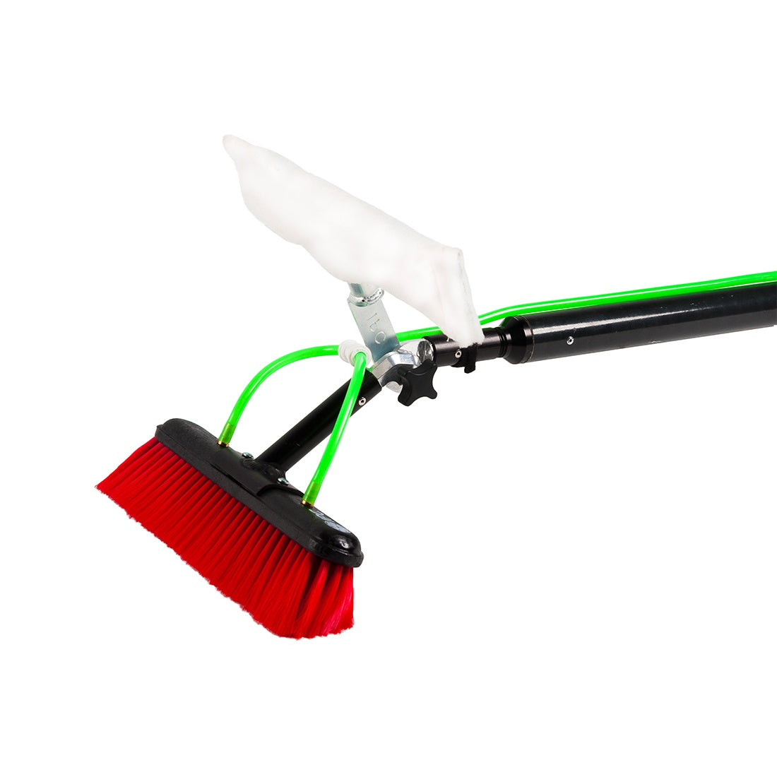 Pulex Back Scrub Brush Attachment with HD Scrub Sleeve - Attached to Water Fed Pole