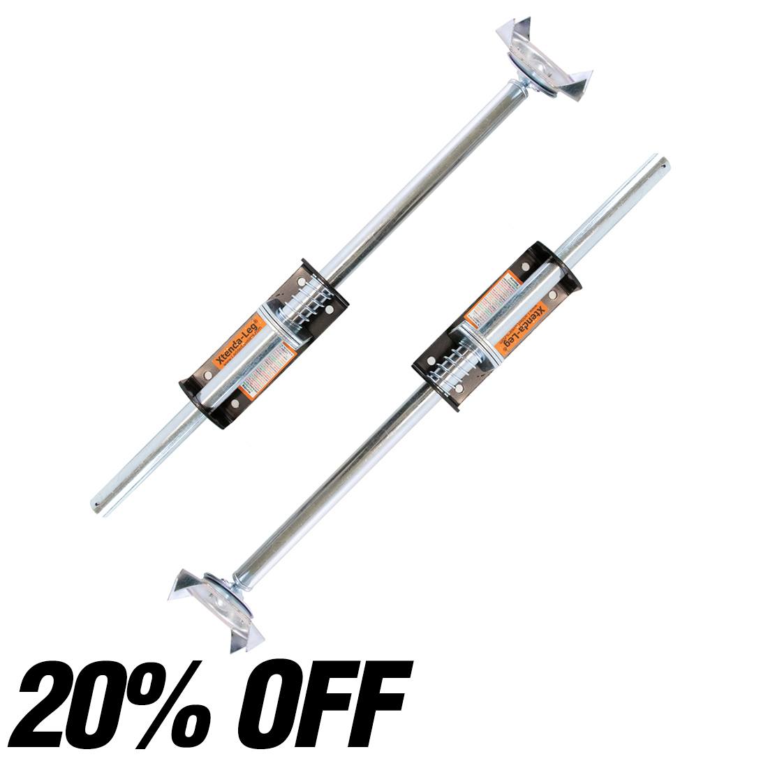 Xtenda-Leg Ladder Levelers - Cleated Feet - Pair Tilted Left View 20% Off Label