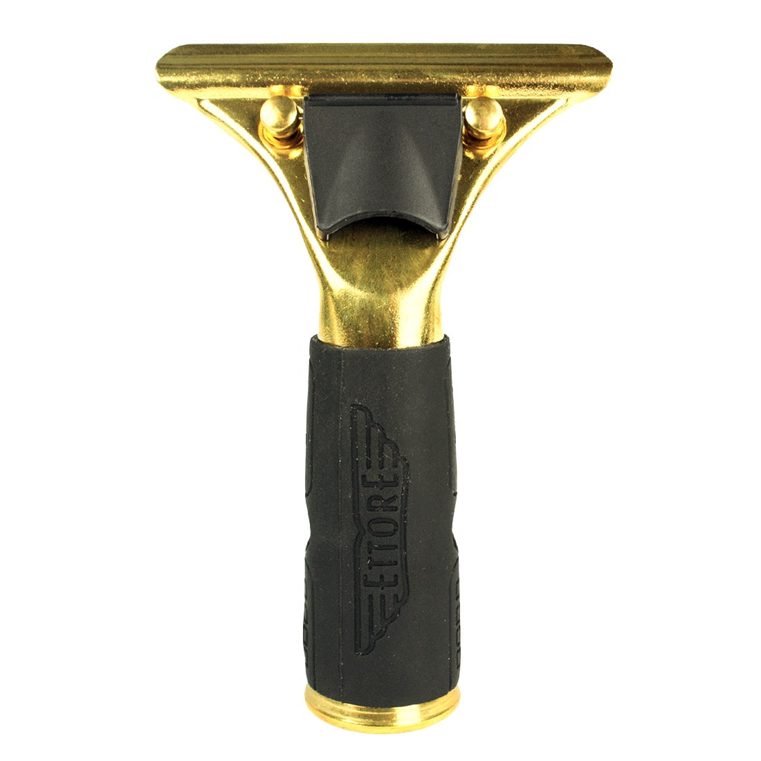 Ettore Quick Release Brass with Rubber Grip Squeegee Handle Upright Front View