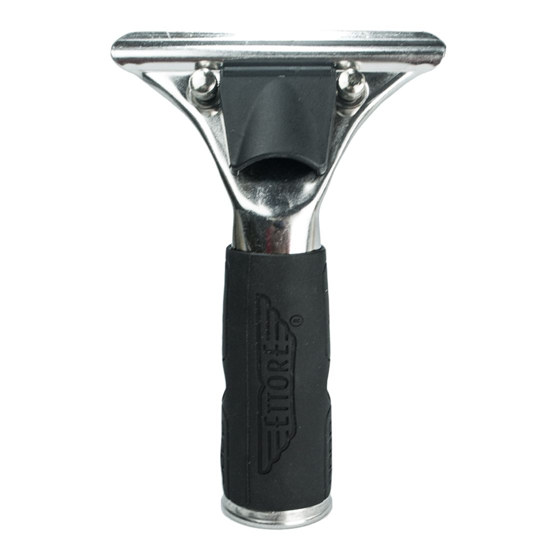 Ettore Quick Release Stainless Steel with Rubber Grip Squeegee Handle Upright Front View