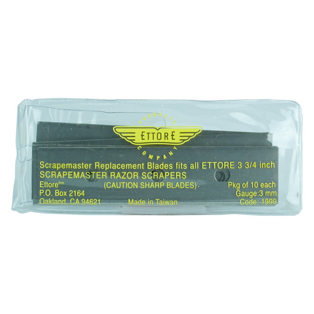 Ettore Scrapemaster Replacement Carbon Blades - 4 Inch - In Pack Front View