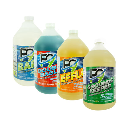 F9 Set - BARC (Left), Double Eagle (Left Center), Calcium and Efflorescence Remover (Center Right), Groundskeeper (Right)