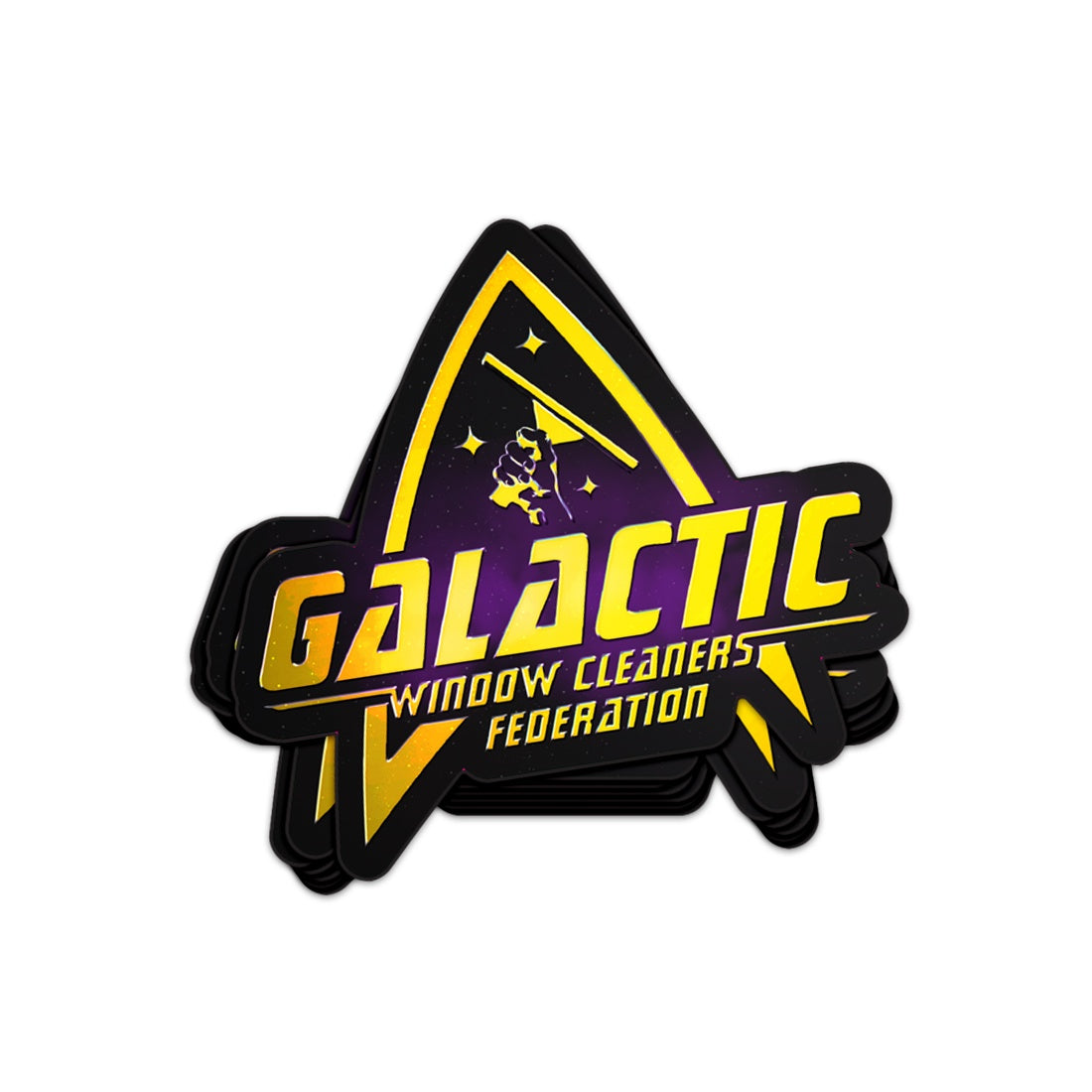 Galactic Window Cleaners Federation Membership Badge Sticker - Stack With Tilted Top Sticker View