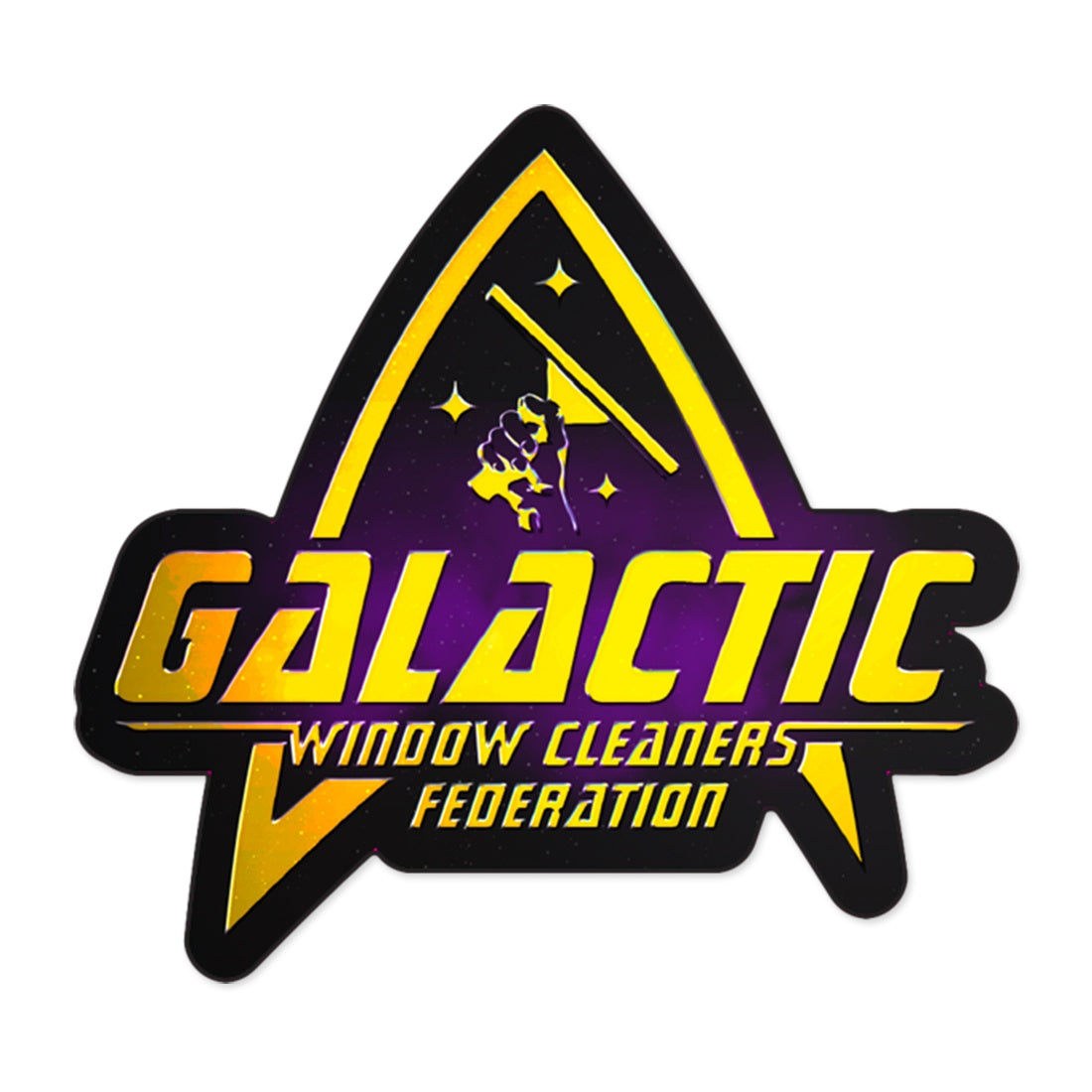 Galactic Window Cleaners Federation Membership Badge Sticker - Front View