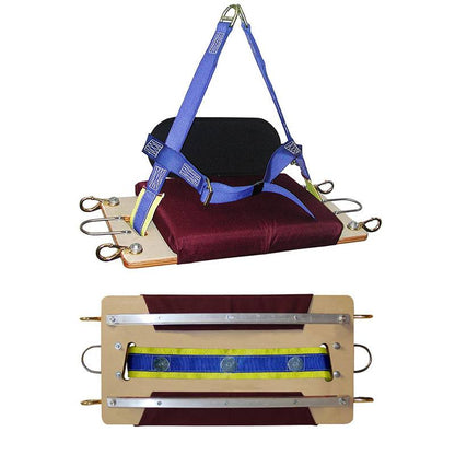 MIO Two Point Suspension Chair - Industrial - Padded Seat Board - Right Angle View (Top) Bottom View (Bottom)