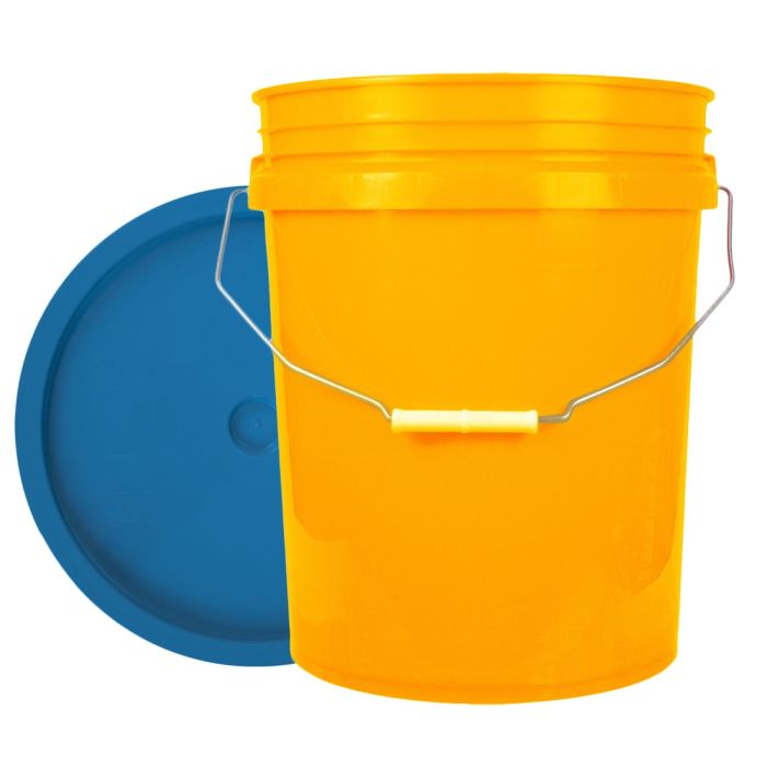 World Enterprises Round Bucket Set Yellow Bucket Color With Chevron Secondary Color Lid Set View
