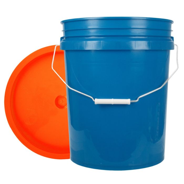 World Enterprises Round Bucket Set Chevron Bucket Color With Orange Secondary Color Lid Set View