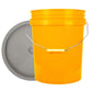 World Enterprises Round Bucket Set Yellow Bucket Color With Gray Secondary Color Lid Set View