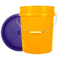 World Enterprises Round Bucket Set Yellow Bucket Color With Purple Secondary Color Lid Set View