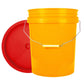 World Enterprises Round Bucket Set Yellow Bucket Color With Red Secondary Color Lid Set View